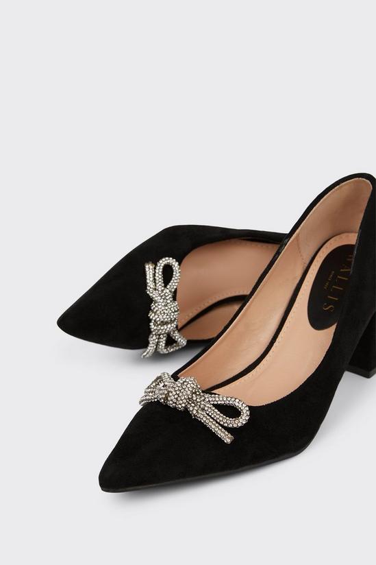 Wallis Estie Diamante Bow Detail Block Heel Point Court Shoes 3