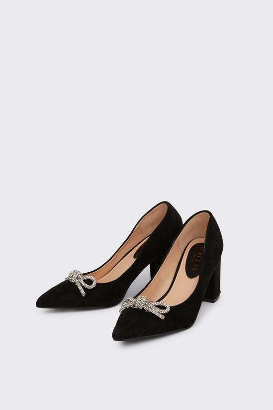 Wallis Estie Diamante Bow Detail Block Heel Point Court Shoes 4