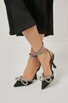 Wallis Glorious Glitter Diamante Bow Stiletto Pointed Court Shoes thumbnail 1