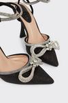 Wallis Glorious Glitter Diamante Bow Stiletto Pointed Court Shoes thumbnail 3