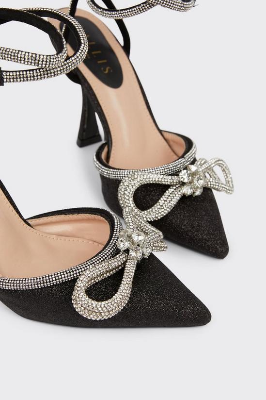 Wallis Glorious Glitter Diamante Bow Stiletto Pointed Court Shoes 3