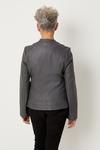 Wallis Petite Dark Grey Faux Leather Pleat Detail Zip Front Jacket thumbnail 3