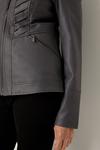 Wallis Petite Dark Grey Faux Leather Pleat Detail Zip Front Jacket thumbnail 6
