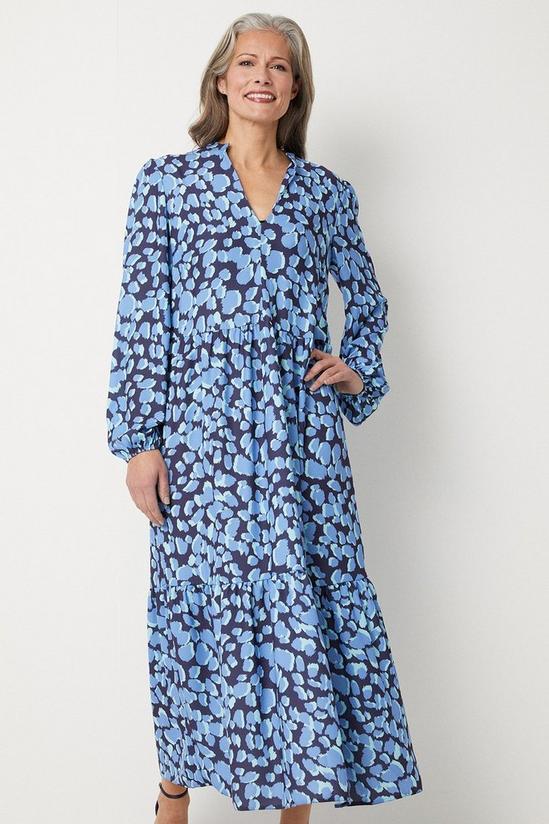Wallis Tall Blue Animal Print Crepe Midi Dress 2