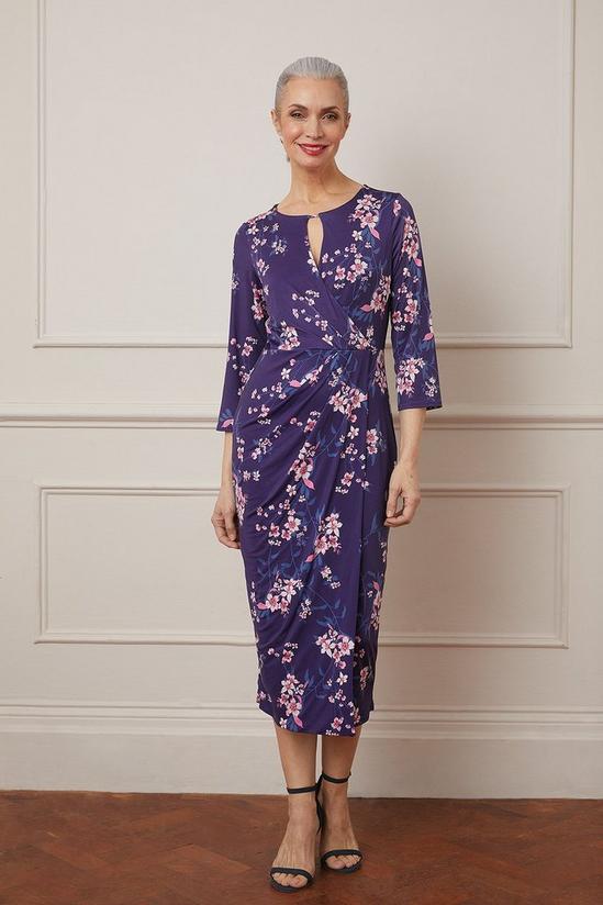 Wallis Floral Print Double Jersey Wrap Midi Dress 1