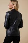 Wallis Petite Black Faux Leather Pleat Detail Zip Front Jacket thumbnail 3