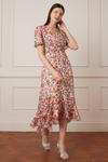 Wallis Floral Glitter Stripe Wrap Midi Dress thumbnail 1