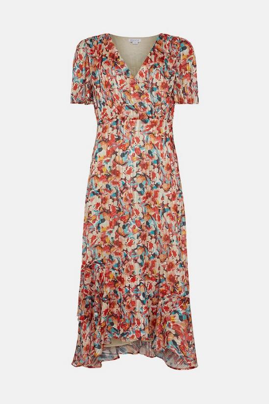 Wallis Floral Glitter Stripe Wrap Midi Dress 5