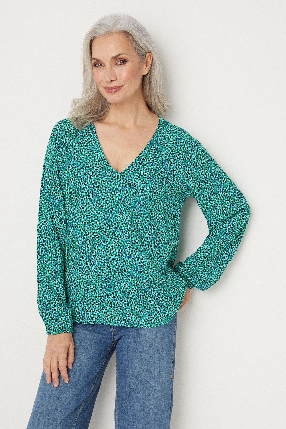 Womens Green And Blue Spot Shell Top