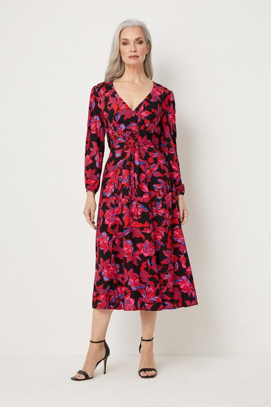 Wallis Pink Floral Tie Waist Midi Dress 1
