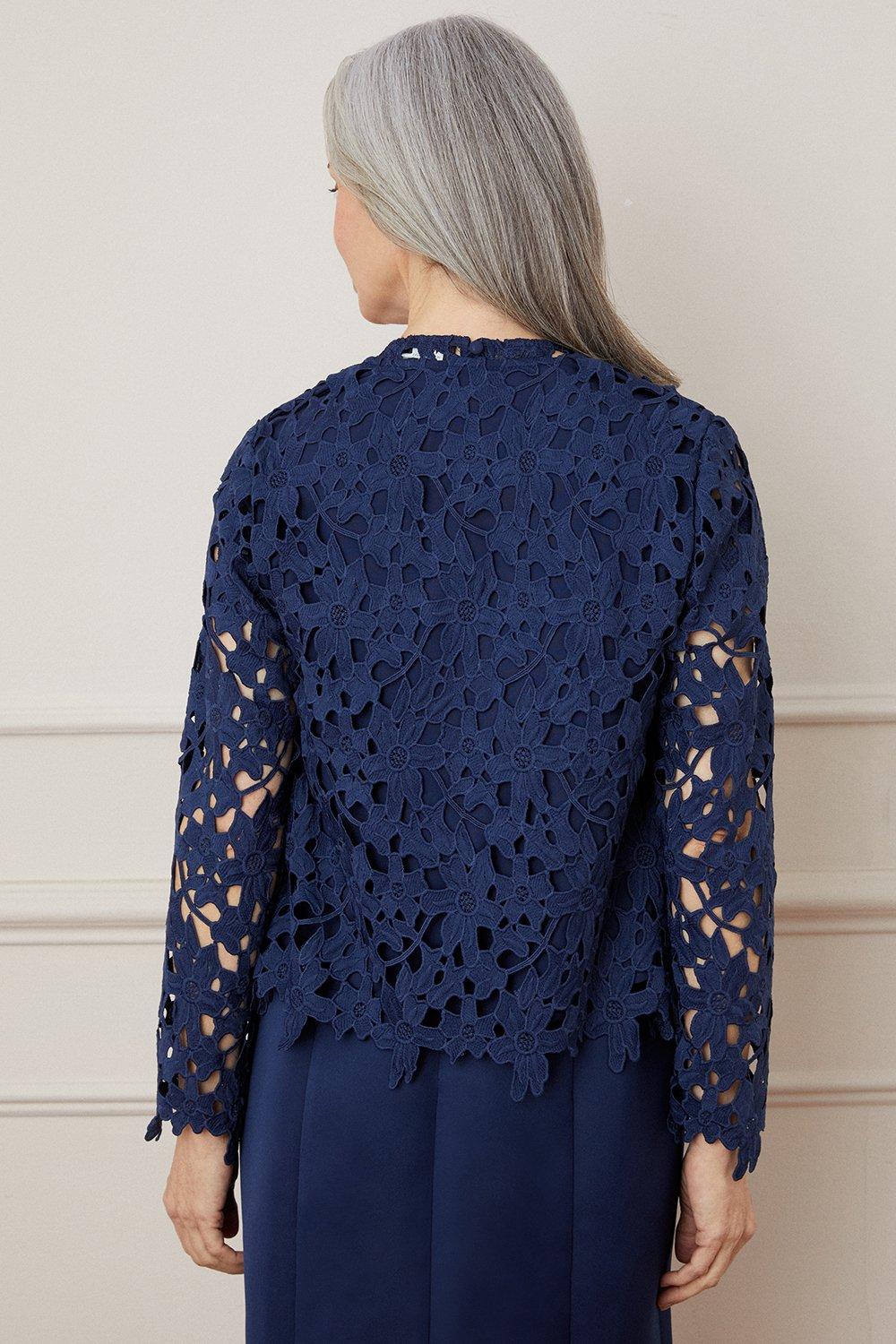 Navy on sale lace jacket