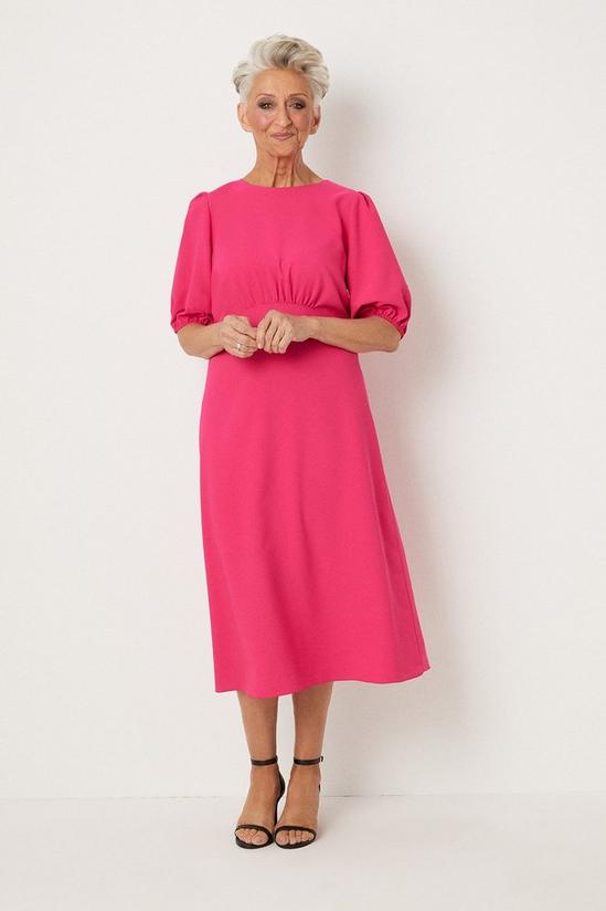 Wallis Petite Pink Crepe Puff Sleeve Dress 1