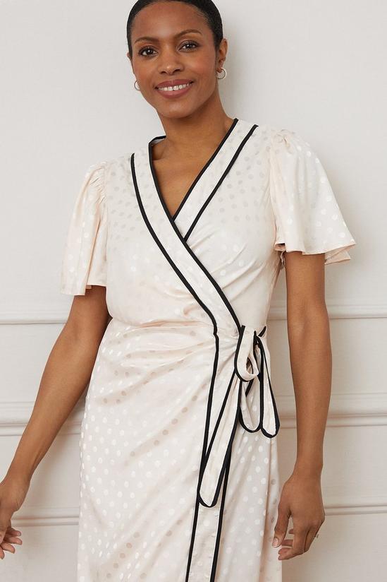 Wallis Jacquard Spot Contrast Wrap Midi Dress 2