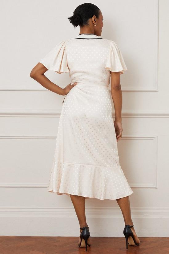 Wallis Jacquard Spot Contrast Wrap Midi Dress 3