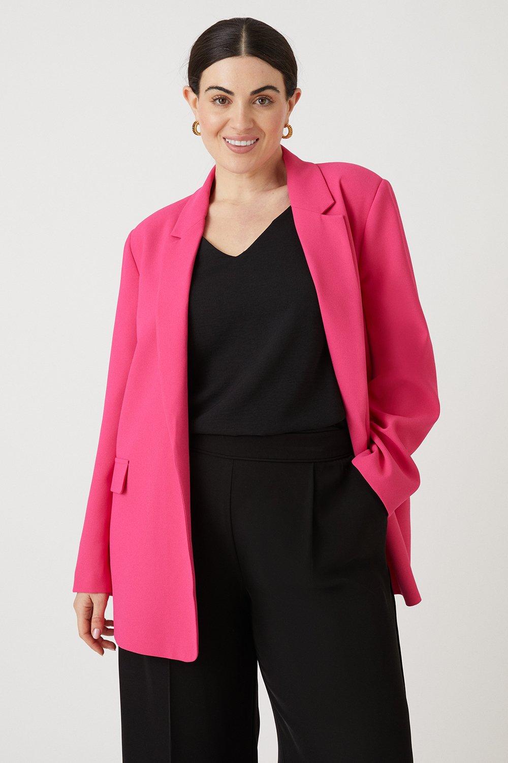 Womens Curve Pink Relaxed Blazer