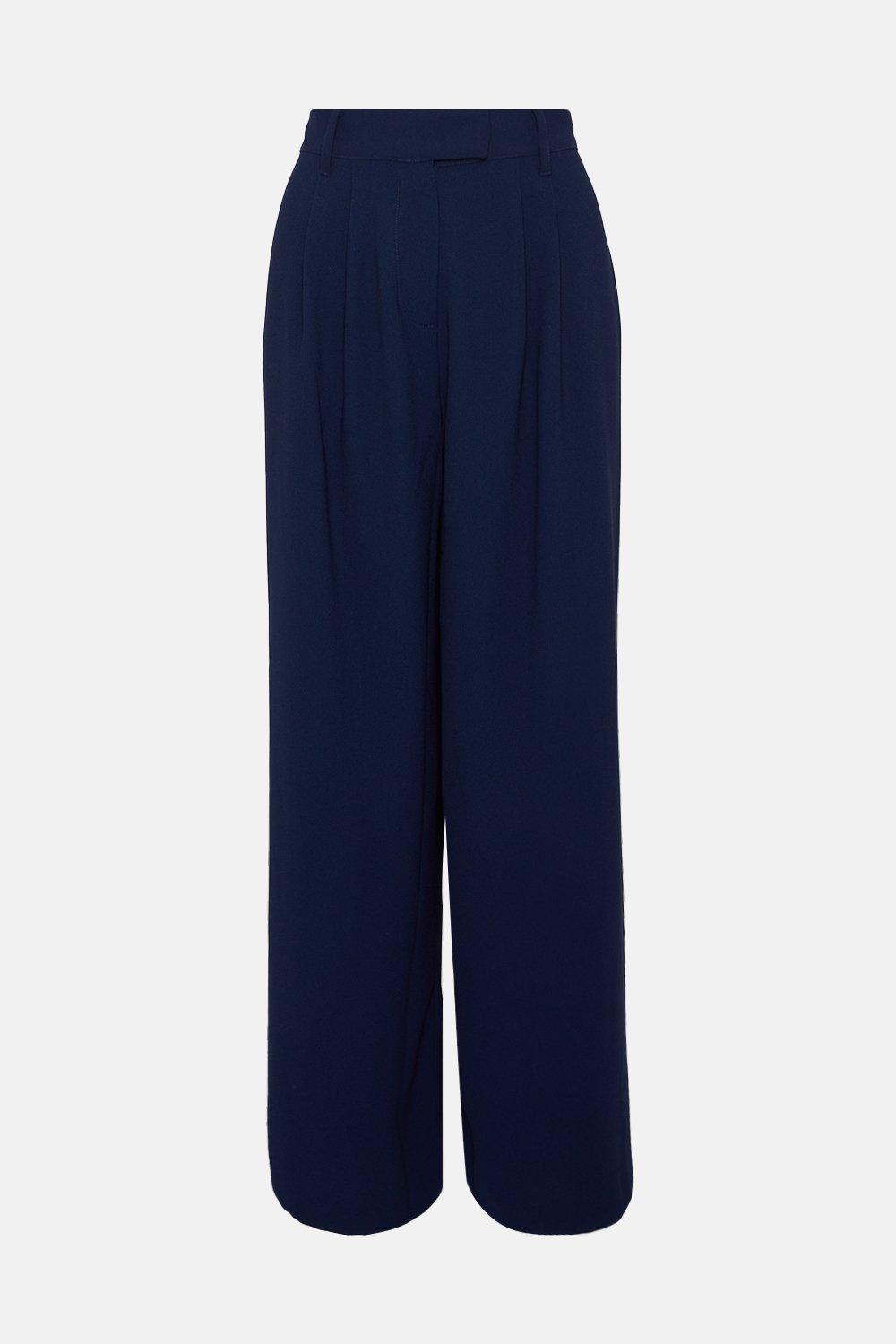 Petite navy wide outlet leg trousers