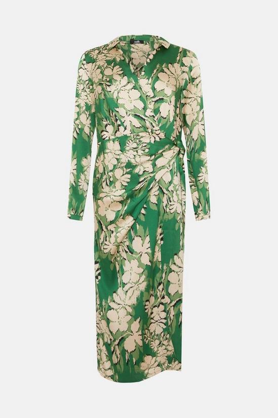 Wallis Green Stencil Floral Wrap Dress 5