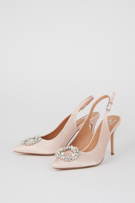 Wallis Caprice Jewel Broach Detail Slingback Stiletto Court Shoes 3