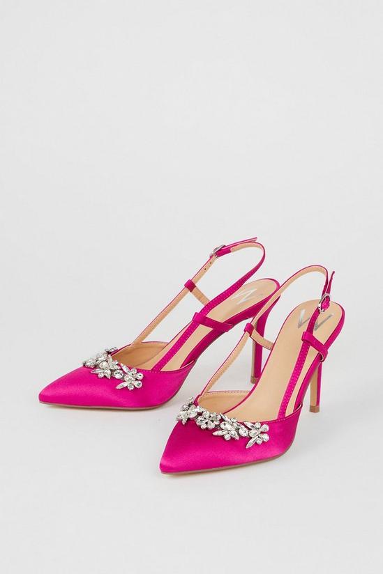 Wallis Camelia Jewel Detail Slingback Stiletto Pointed Court Shoes 3
