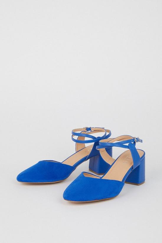Wallis Daphne Ankle Wrap Strap Detail Block Heeled Court Shoes 3