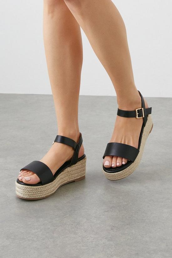 Wallis Wide Fit Ruthie Two Part Low Espadrille Wedge Sandals 1
