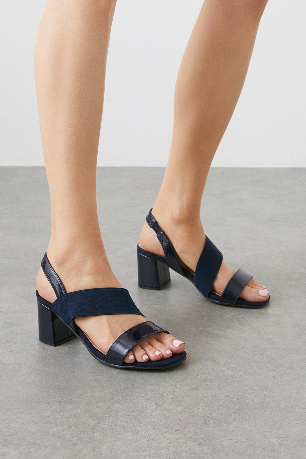 Womens Wide Fit Selina Asymmetric Elastic Strap Heeled Sandal