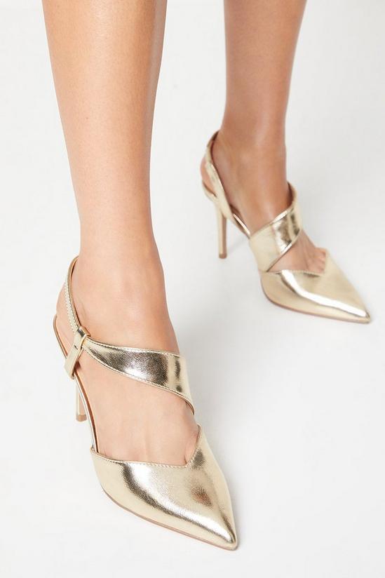 Wallis Wide Fit Evie Asymmetric Strap Detail Pointed Court Shoes 1