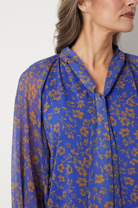 Wallis Navy And Gold Floral Tie Neck Top 4