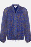 Wallis Navy And Gold Floral Tie Neck Top thumbnail 5