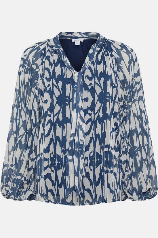 Wallis Navy And Ivory Abstract Tie Neck Top 5