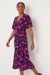 Wallis Navy And Pink Floral Button Through Midi Dress thumbnail 2