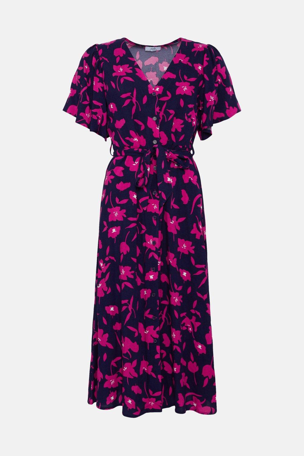 Navy and clearance pink midi dress