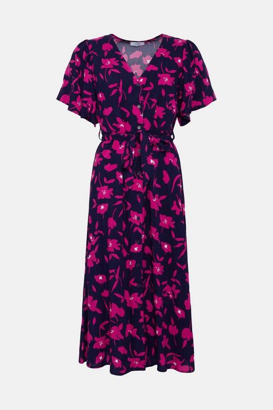 Wallis Navy And Pink Floral Button Through Midi Dress 5