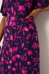 Wallis Navy And Pink Floral Button Through Midi Dress thumbnail 6