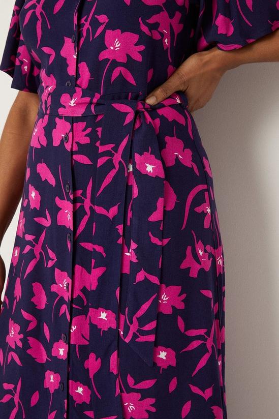 Wallis Navy And Pink Floral Button Through Midi Dress 6