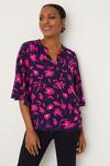 Wallis Navy And Pink Floral Flute Sleeve Blouse thumbnail 1