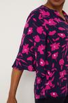 Wallis Navy And Pink Floral Flute Sleeve Blouse thumbnail 6