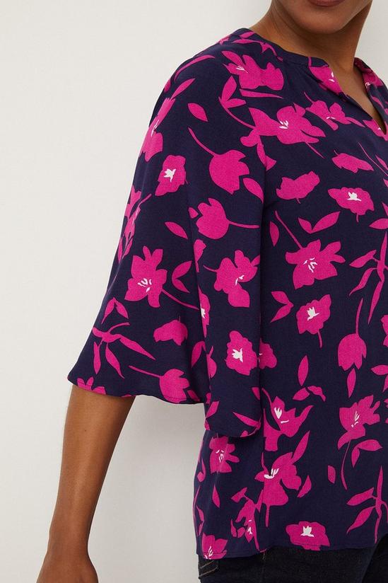 Wallis Navy And Pink Floral Flute Sleeve Blouse 6