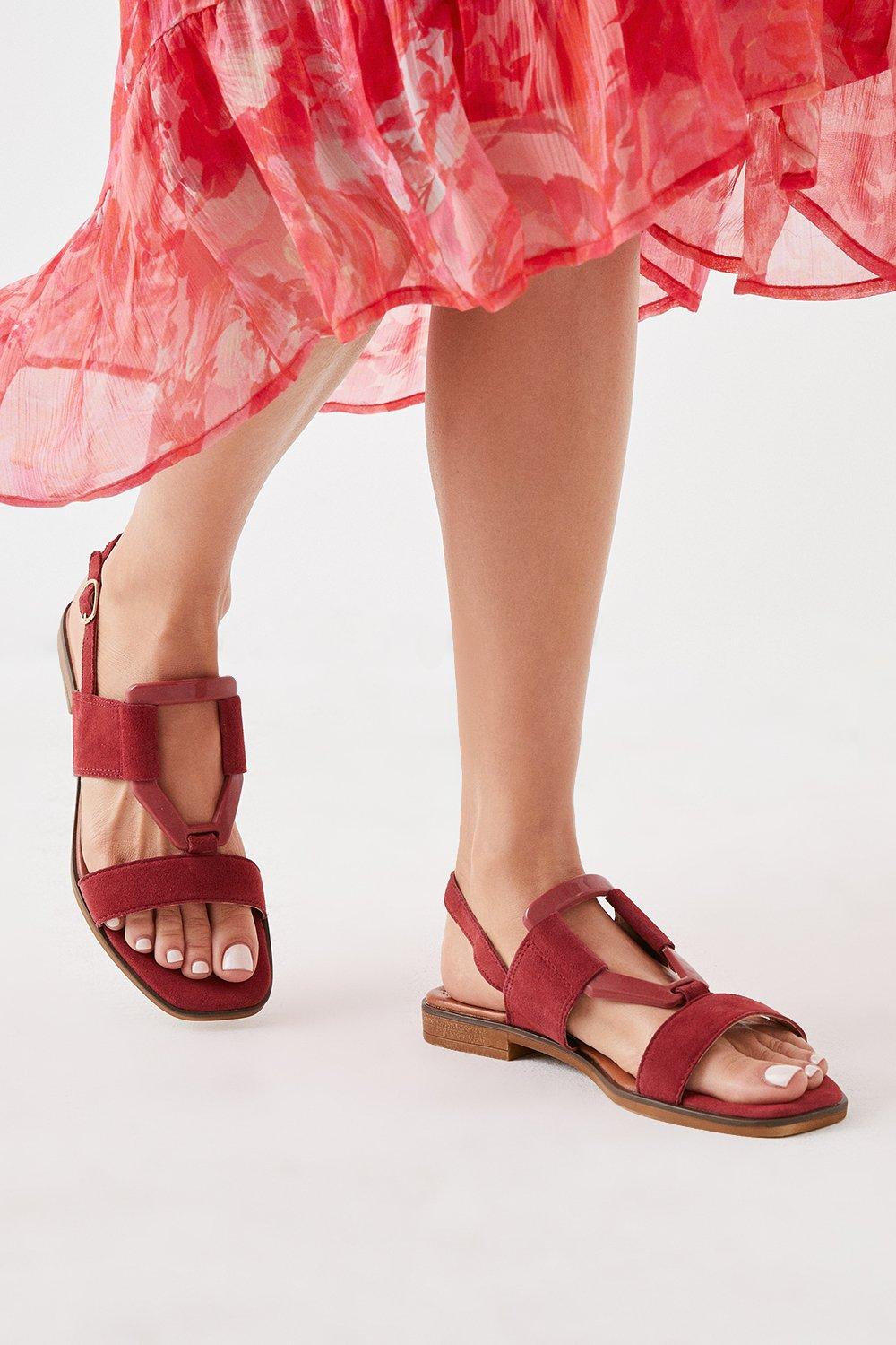Womens Leather Juliette Resin Detail Slingback Sandals