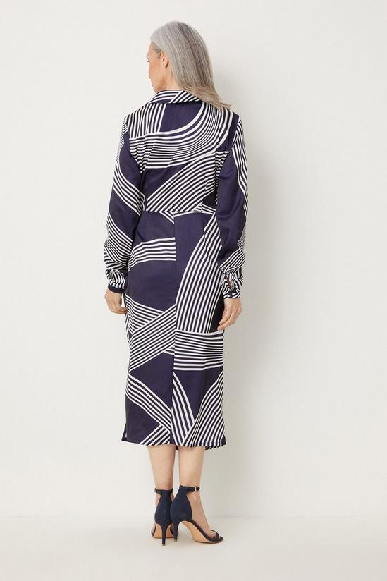 Wallis Tall Navy Abstract Stripe Print Tie Wrap Dress 3