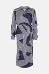 Wallis Tall Navy Abstract Stripe Print Tie Wrap Dress thumbnail 5