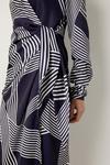 Wallis Tall Navy Abstract Stripe Print Tie Wrap Dress thumbnail 6