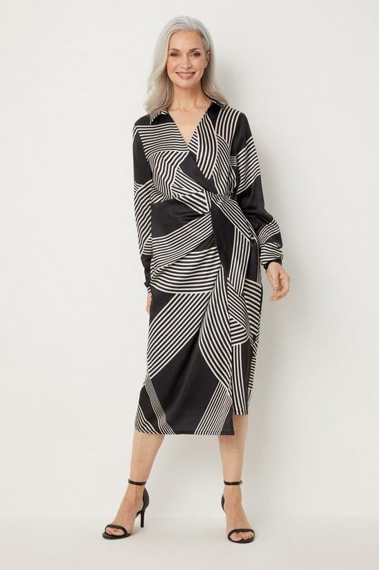 Wallis Abstract Stripe Tie Wrap Dress 1