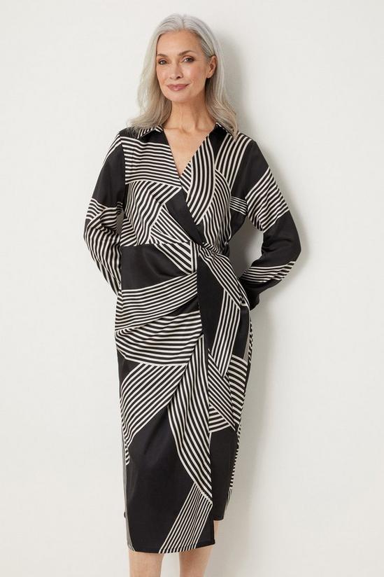 Wallis Abstract Stripe Tie Wrap Dress 2