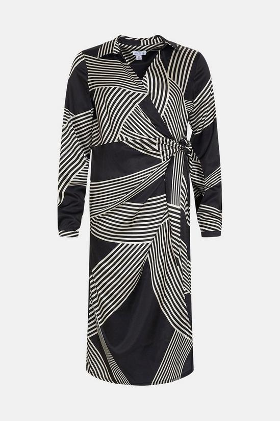 Wallis Abstract Stripe Tie Wrap Dress 5