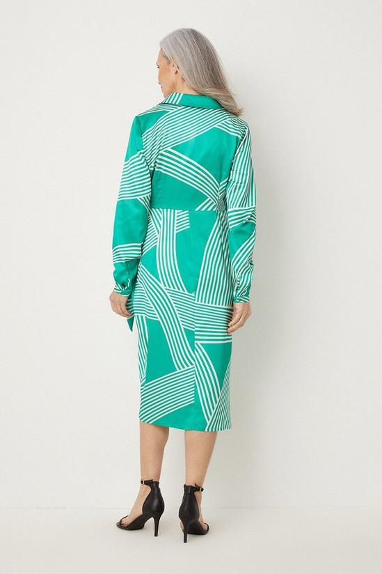 Wallis Green Abstract Stripe Tie Wrap Dress 3