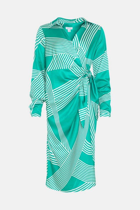 Wallis Green Abstract Stripe Tie Wrap Dress 5