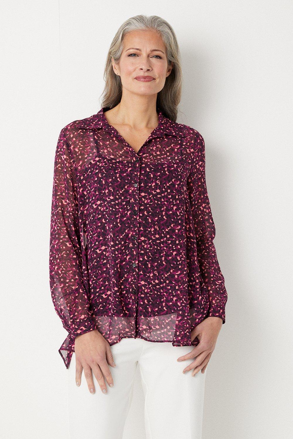 Womens Berry Abstract High Low Shirt