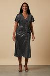 Wallis Sequin Wrap Angel Sleeve Midi Dress thumbnail 1