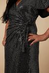 Wallis Sequin Wrap Angel Sleeve Midi Dress thumbnail 6